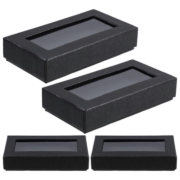 Bow Tie Boxes Black Bow Tie Packaging Box with Transparent Window for Packaging 4Pcs