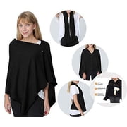 StylesILove Multi-Use Knit Nursing Shawl Poncho Adjustable Buttons for Breastfeeding Protection Nursing Cover Multi-Way Scarf