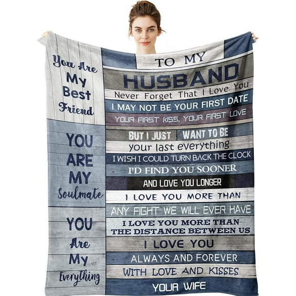 Husband Gifts from Wife Blanket - Gifts for Him Husband 50" x 60" Blankets - Best Husband Gifts for Men - Future Gifts for Husband Who Has Everything - Valentines Anniversary Birthday Gift Ideas