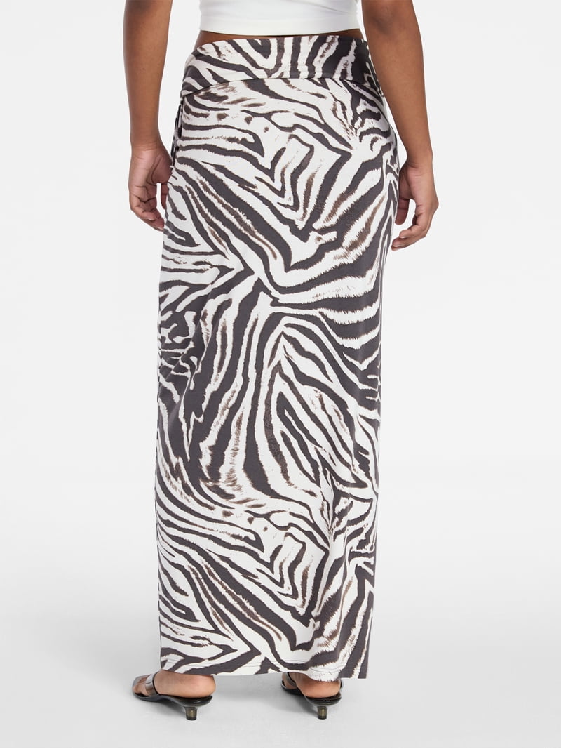 No Boundaries Knit Foldover Maxi Skirt with Side Tie, Women's