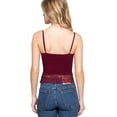 thumbnail image 3 of Women's Seamless V-Neck Cami Top with Lace Detail – Ribbed Stretch Fabric D.Burgundy,Medium, 3 of 3