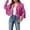 Hot Pink, variant on Women's Fashion Solid Color Long Sleeve Fitted Fringe Short Motorcycle Jacket for Women Casual Versatile Street Style Edgy Notched Collar Cropped Zippered Coat for Women Green,XXXL