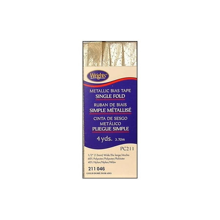 UPC: 0070659294624 | Wrights 1/2  Single Fold Lame Gold Bias Tape  4 Yd.