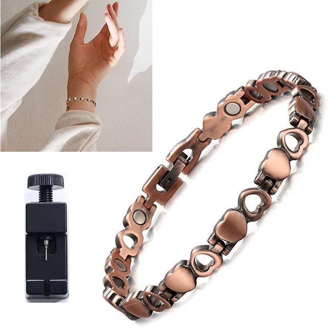 1 paquete de pulseras de desintoxicación linfática para mujeres, alivio del dolor por artritis, drenaje linfático, pulseras de terapia magnética terapéuticas, eslabones únicos en forma de corazón