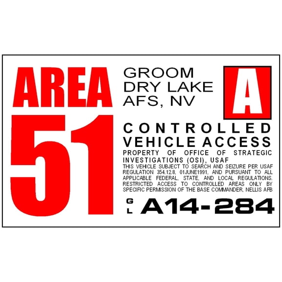 Area 51 Restricted Area Window Cling Decal Red UFO Roswell