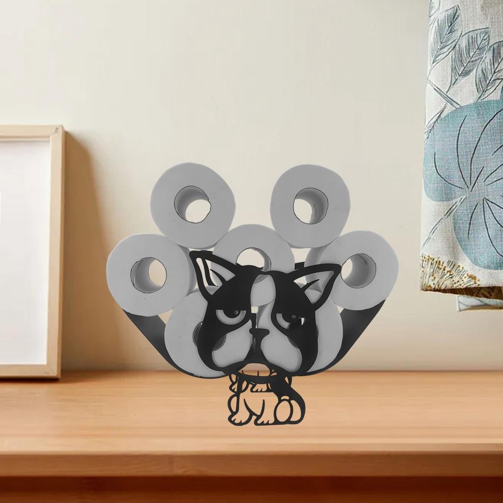 Fiocias Novelty Toilet Roll Holder Paper Stand Free Standing Cute Animal-shaped Iron Paper Storage Dog