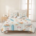 thumbnail image 3 of Quilts Twin Size Bedding Set, Beige Coastal Beach Lightweight Quilted Comforter, Ocean Seaside Surfboards Starfish Soft Reversible Bedspread Coverlet with Pillow Covers for All Season, 68" x 86", 3 of 9