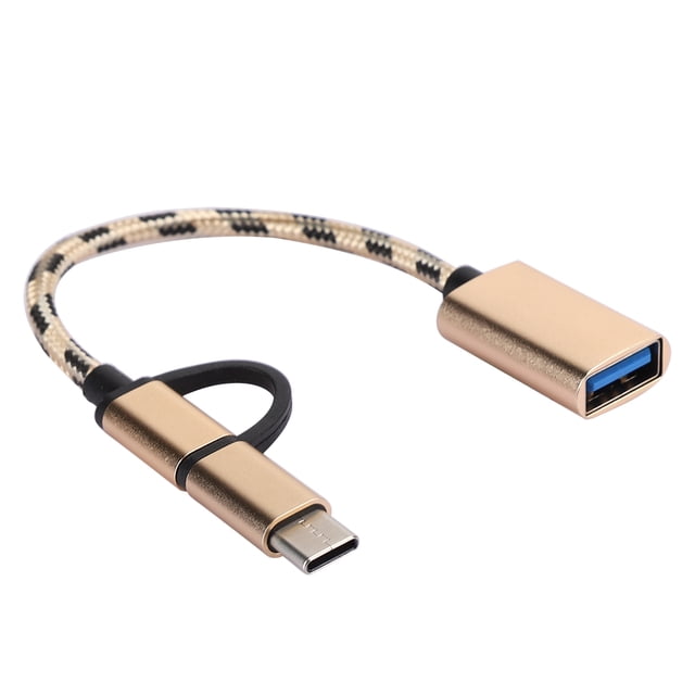 adaptadores de cableado de transferencia OTG tipo C 2 en 1, conector de transferencia electrónica USB 3.0 (dorado)