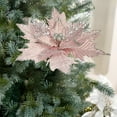 thumbnail image 6 of Anhility Large Christmas Poinsettia Flowers Artificial Glitter Christmas Tree Hanging Poinsettia Flowers with Stem Gifts for Christmas Tree New Year Party Holiday Weddings, 11.02x13.39in, Pink, 6 of 6