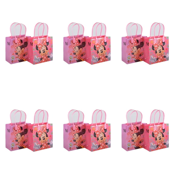 Disney Minnie Mouse Kids Party Bags, Plastic, 7" x 6"x 3", 12 Count