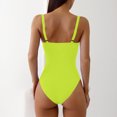 thumbnail image 4 of UTSJKR Women's Sweetheart Neck One-Piece Swimsuit, Ruched Tummy Control Bathing Suit with Gold U-Ring Detail Yellow S, 4 of 5