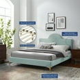 thumbnail image 2 of Platform Bed Frame, Twin Size, Blue, Velvet, Modern Contemporary, Bedroom Master Guest Suite Room, 2 of 10