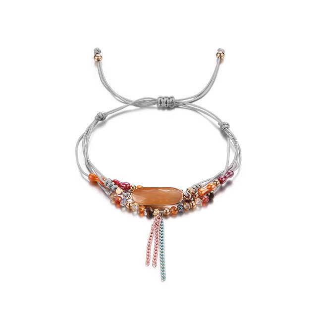 Accesorio de joyería para mujer Pulsera tejida de múltiples capas ajustable con borlas