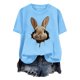 thumbnail image 5 of Tops de Cuello Alto para las Mujeres Amante Impreso Camiseta Cuello Redondo Manga Corta, Poliéster Spandex, 5 of 7