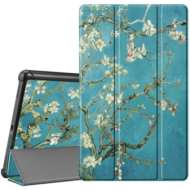 Case for Samsung Galaxy Tab A 10.1 T510 / T515 2019 - Ultra Slim Superlight Synthetic Leather Protective Case with Stand Function for Samsung Galaxy Tab A 10.1 Inch 2019 Tablet, Almond Blossoms