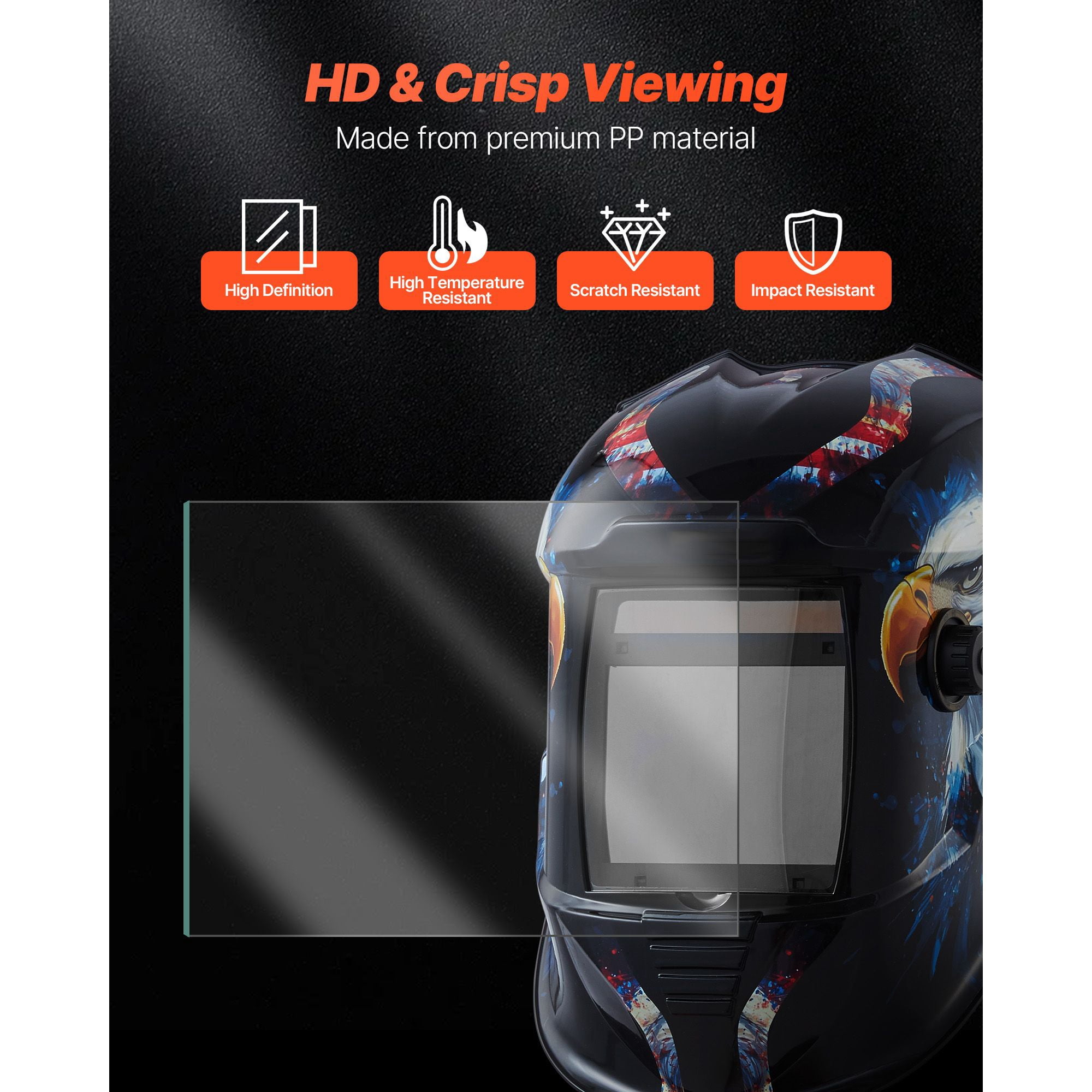 Welding Helmet Outside Cover Lens Clear, 4.76x4.65in Outer Protective Plate, Premium Durable Polycarbonate Replacement Lens for Welding Mask