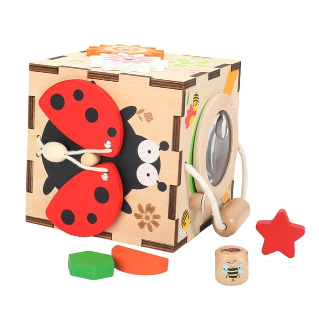 Cubo de actividades, juguete educativo temprano, juguete de aprendizaje para el desarrollo de habilidades motoras finas Mariquita