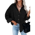 thumbnail image 1 of Women Corduroy Long Sleeve Button Down Shirt Oversized Jacket Tops, 1 of 4