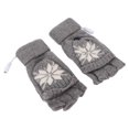 thumbnail image 4 of Guantes calefactores USB medio completo sin dedos tejido doble cara cálido fibra de carbono algodón calefacción guantes para ordenador portátil gris, 4 of 14