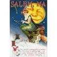 thumbnail image 2 of Art.com Salem, Massachusetts - Halloween Greeting - Witch on a Broom by Full Moon - Vintage Artwork Stretched Canvas Print Wall Art by Lantern Press, 12" x 18", 2 of 4