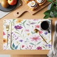 thumbnail image 2 of Placemat Set of 6 Pink Purple Flowers Leaf Placemats for Dining Table Watercolor Plant Washable Table Mats for Kitchen and Party Decor Indoor & Outdoor Use, 2 of 8