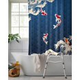 thumbnail image 2 of Split Shower Curtain for Transfer Bench, Coastal Wave Fabric Shower Curtains for Bathroom, Japanese Style Ocean Fish Blue Tub Sliding Transfer Bench Waterproof Bath Curtains 72"x78", 2 of 9