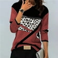 thumbnail image 6 of Womens Long Sleeve Tops Shirts Fashion Casual Crewneck Leopard Print Flannel Brushed Fall Clothes for Women Tees Blouses Red XL, 6 of 6