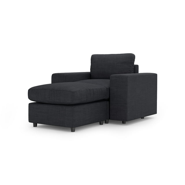 Sillón Individual Seccional Adapti Modular Moderno Reposabrazo Ancho + Otomano Gris Carbón