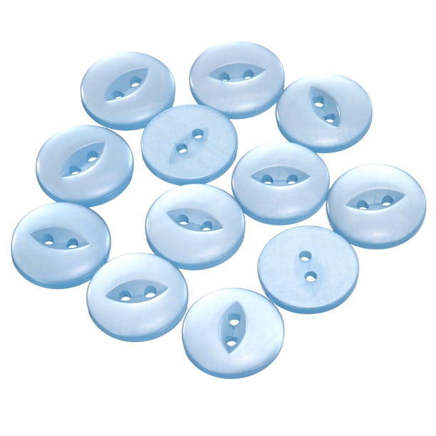 Uxcell 12 piezas 32L botones de costura redondos azul cielo de 20 mm 4/5" resina de 2 agujeros botón de ojo de pez para decoración de manualidades