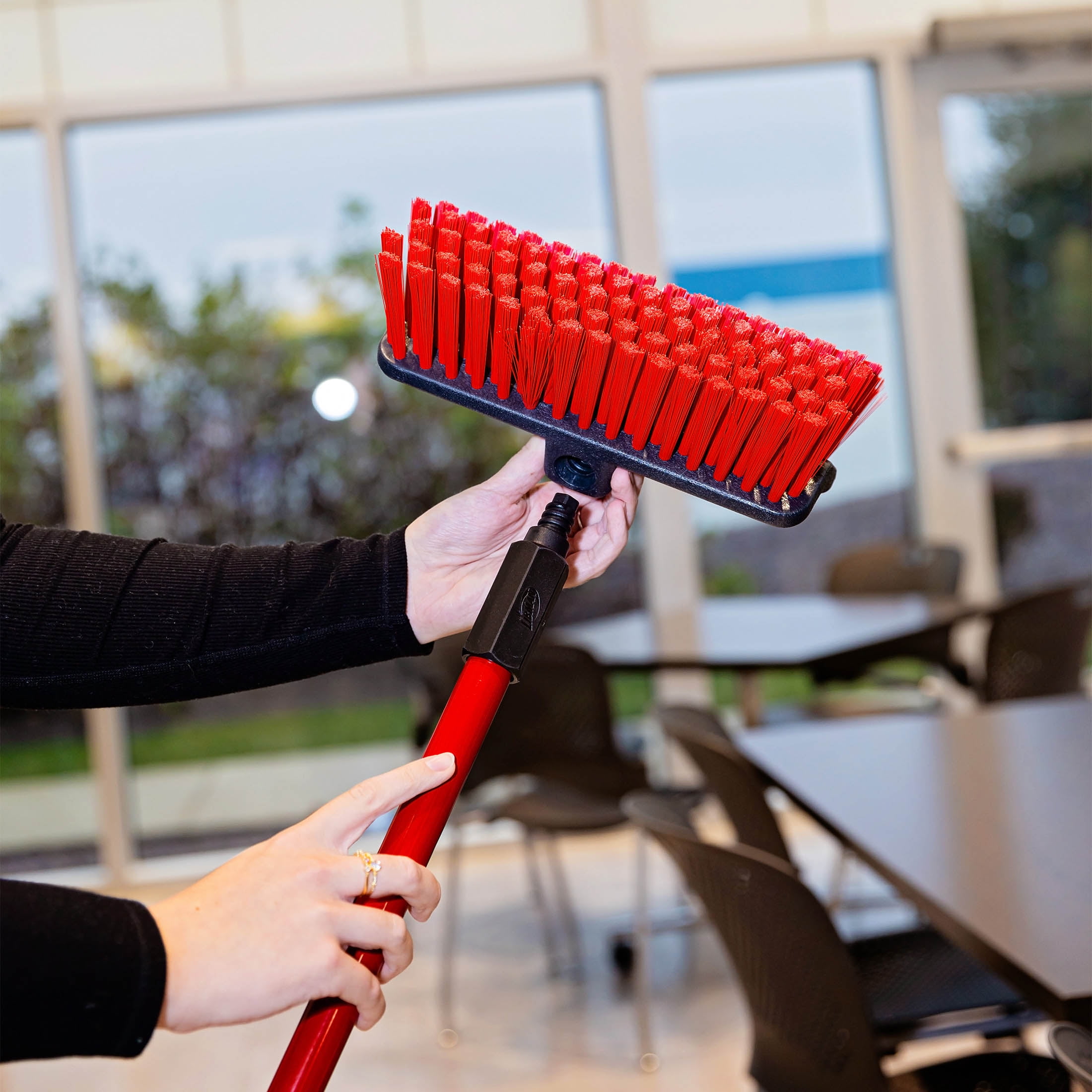 Libman 60"  Scrub Brush Heavy Duty Dual Scrub Steel Handle Red Black