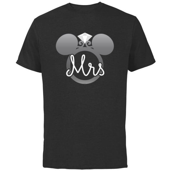 Disney Mickey Mouse Diamond Wedding Ring Bride Wife Mrs - Short Sleeve Cotton T-Shirt for Adults - Customized-Black