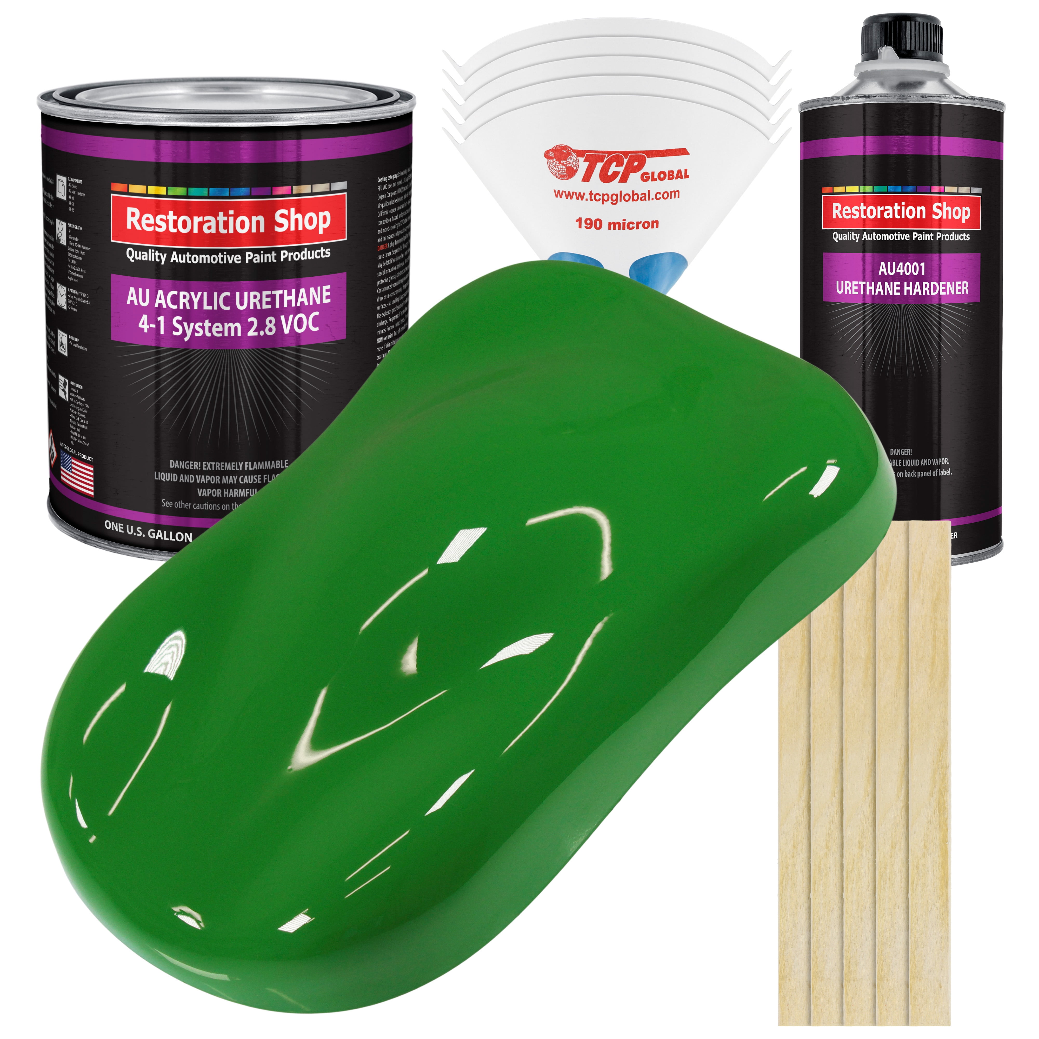 Restoration Shop Vibrant Lime Green Acrylic Urethane Auto Paint Complete Gallon Paint Kit