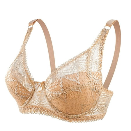 

TOWED22 Plus Size Bras Women s Plus Size Wireless Bra Support Comfort No Padding No Wire Smooth Khaki 36
