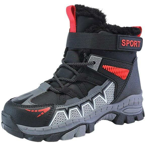 Ymyiu Boots Winter Garçons Neige Imperméables Antidérapants Chaussures Temps Froid (Tout-Petit/petit Enfant/grand Enfant) Bottes d'Hiver pour Enfants (Rouge,12,5-13 Ans)