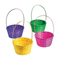 Fun Express 12 pieces Large Solid Color Easter Bamboo Baskets, Create Lasting Memories, Celebrate Easter in Style, Durable and Sturdy Baskets for Easter Empty