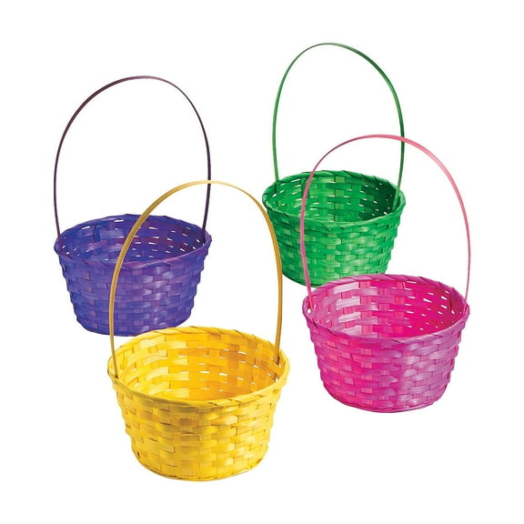 Fun Express 12 pieces Large Solid Color Easter Bamboo Baskets, Create Lasting Memories, Celebrate Easter in Style, Durable and Sturdy Baskets for Easter Empty