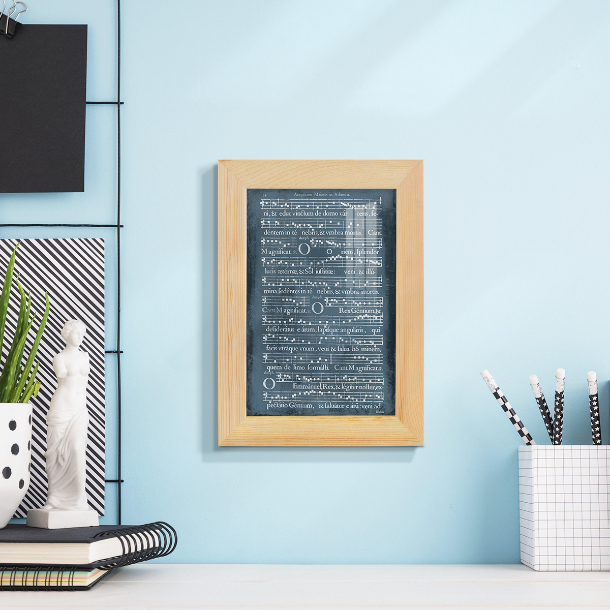 Graphic Songbook IV -Framed Print w/glass-Natural Wood