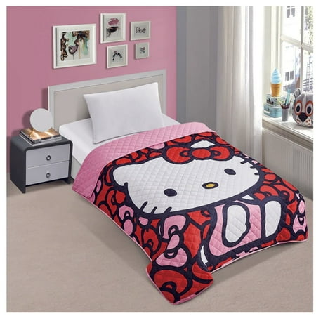 Hello Kitty "World of Bows" Twin/Full Quilted Bedspread Only