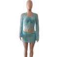 thumbnail image 3 of Suéteres De Punto Bra Top Cardigan Minifalda Señoras Y2k Estilo Lace Up Beach Outfit Kuymtek  lago azul T S para Mujer, 3 of 9