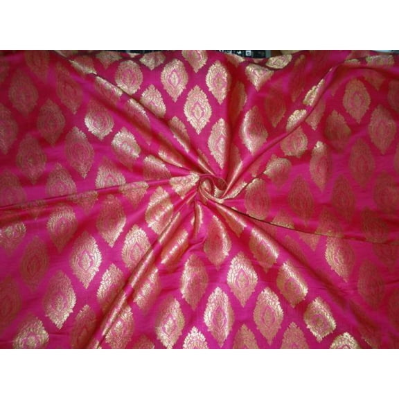 BROCADE FABRIC HOT PINK X METALLIC GOLD