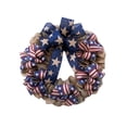 thumbnail image 3 of AZXY 11.81 Inch Patriotic Burlap Wreath, Natural Burlap with American Flag Star & Stripe Ribbon Bows, Rustic Americana Decor, 3 of 6