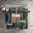 thumbnail image 2 of Ambesonne Antique Quilted Coverlet 3 Pcs, Old Store Gramophone, King Size, Sepia, 2 of 2