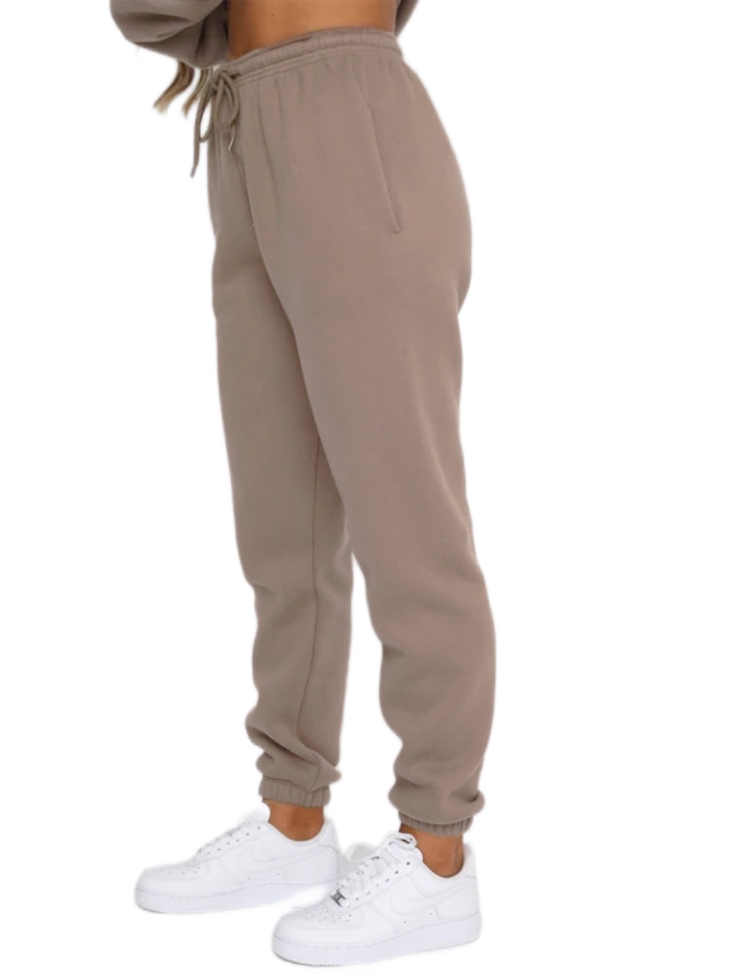 Cindysus Ladies Jogger Set Elastic Waist Sweatsuits Long Sleeve Two Piece  Outfit Running Sweatshirts And Sweatpants Thick Lounge Sets Khaki XL 