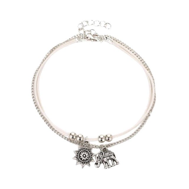 Silver Anklet with Sun Flower and Adjustable for Women Decor Use