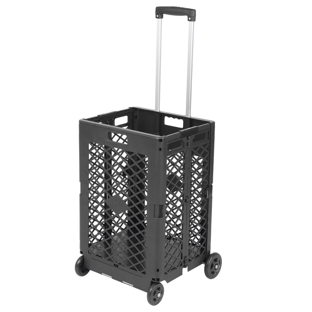 Lowestbest Rolling Utility Cart 4 Wheels Mesh Rolling Shopping Cart