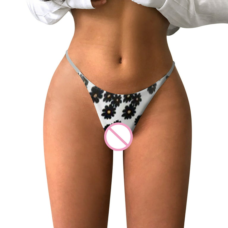 Women Underwear Lace G String Lingerie Bikini Strappy Thong Hollow-Out Mid  Waist Women's Panties 
