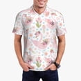 thumbnail image 2 of Balery Swan And Flowers Printed Men’s Short Sleeve Polo Shirt, Midweight Men's Shirt,Golf Polo shirts -XX-Large, 2 of 8