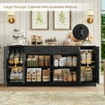 thumbnail image 5 of Hiphuta 70.8"W Large Buffet Cabinet with Storage, Modern Farmhouse Sideboard with 6 Doors, Coffee Bar for Kitchen Dining Room Living Room, Black, 5 of 7