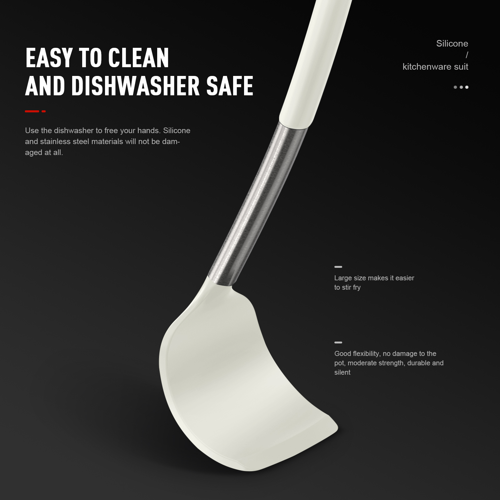Large Silicone Cooking Utensils Set - Heat Resistant Kitchen Utensils,Turner Tongs,Spatula,Spoon,Brush,Whisk,Stainless Steel Silicone Cooking Tool for Nonstick Cookware,Dishwasher Safe (Cream White)