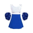 thumbnail image 4 of IEFIEL Kids Girls Dance Outfit Sleeveless Shiny Sequins Dress with Shorts and Pompoms Set Cheerleading Uniform A Royal Blue 12, 4 of 7